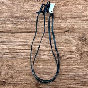 Shires Rubber Grip Black Leather Horse Reins with Stops